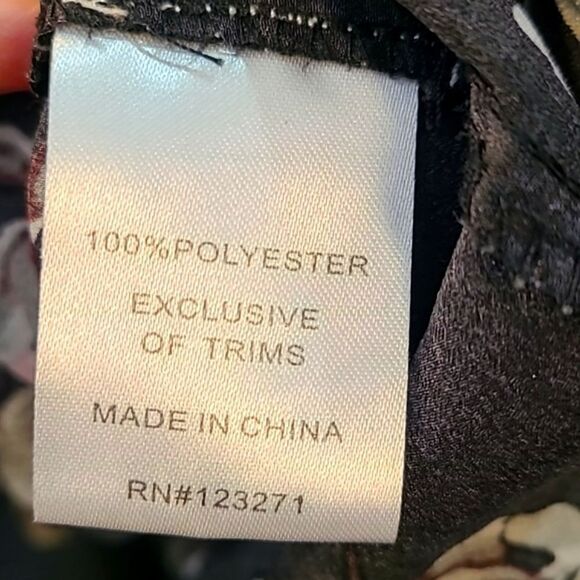 Stella Tweed Short Sleeve Black Dress Red/White Flowers Zipper Neckline,Size 1X - Picture 12 of 12